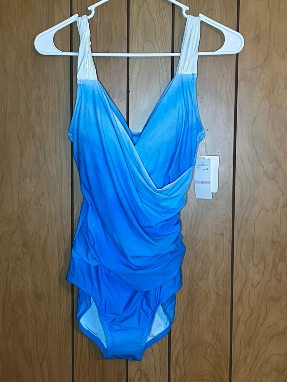 Jantzen Blue Ombre Swimsuit with White Tag Detail